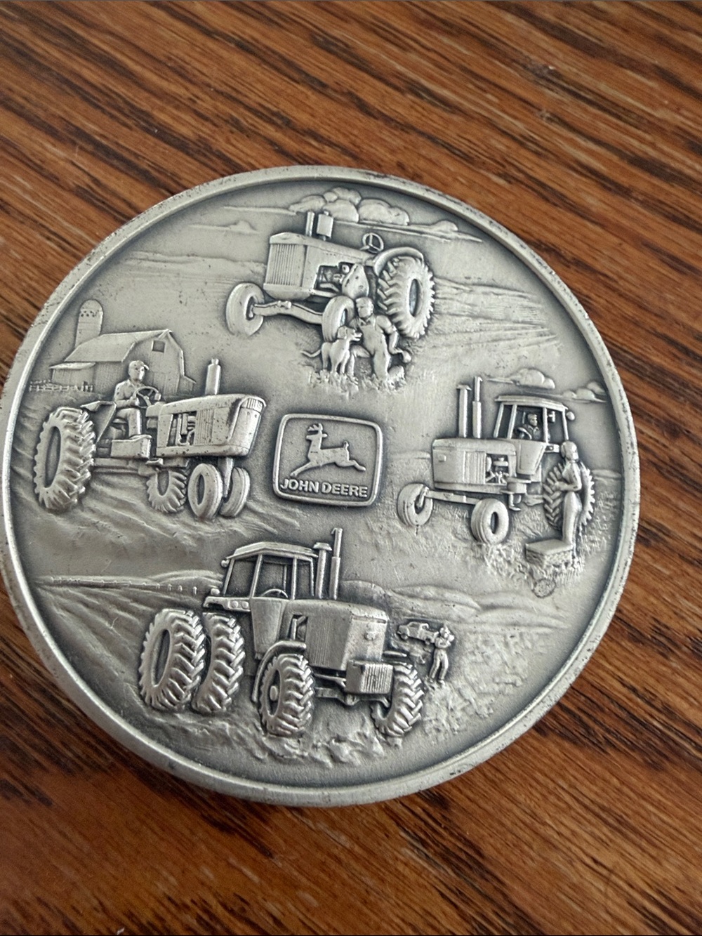 John Deere Silver-Tone Embossed Tractor belt buckle